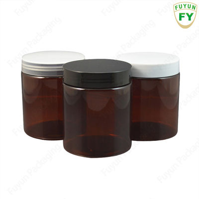 250g Plastic Packaging Jars , Amber Screw Cap Plastic Containers