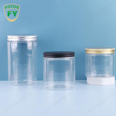 Transparent Food Storage Candy Wide Mouth Jar White PET Plastic 100ml 300ml