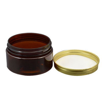 Plastic 3.5 Oz Amber Wide Mouth Jar With Aluminum Lid
