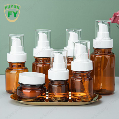 Fuyun 30ml/40ml/60ml/80ml/ 100ml/ 120ml/ 170ml PET Plastic Amber Color Lotion Pump Bottle