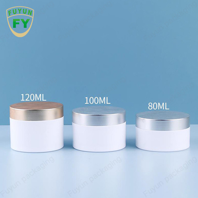 Fuyun 80ml 100ml 120ml white clear color thicken bottom wall pet plastic cream jar with colored cap