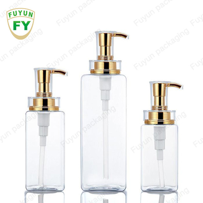 Fuyun 300ml 400ml 500ml 600ml 800ml white color clear square lotion shampoo bottle with gold pump