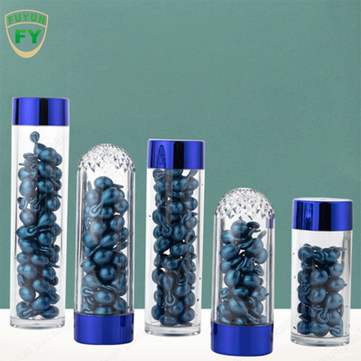 50ml 55ml 75ml PET Plastic Bottle With Shiny Purple Cap Capsule Container