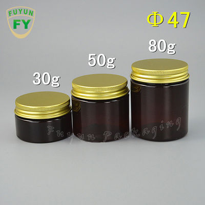 Food Grade candy storage Aluminum Lid Amber Clear PET Plastic Jar