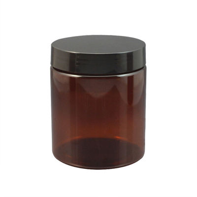 250g Plastic Packaging Jars , Amber Screw Cap Plastic Containers