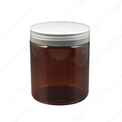 250g Plastic Packaging Jars , Amber Screw Cap Plastic Containers