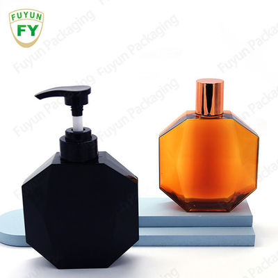 350ml PET PETG Liquid Soap Dispenser Bottle Hexagon Shape For Shampoo