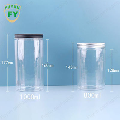 Transparent Food Storage Candy Wide Mouth Jar White PET Plastic 100ml 300ml