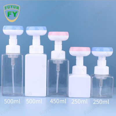 Plastic PETG Flower 300ml Foam Bottle Red Blue Green Clear For Bathroom