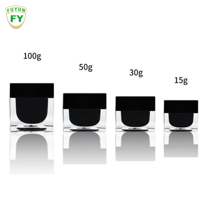 Fuyun 15ml/30ml/60ml/100ml/120ml/15g/30g/50g/100g Clear black color rectangle shape acrylic plastic double wall bottle