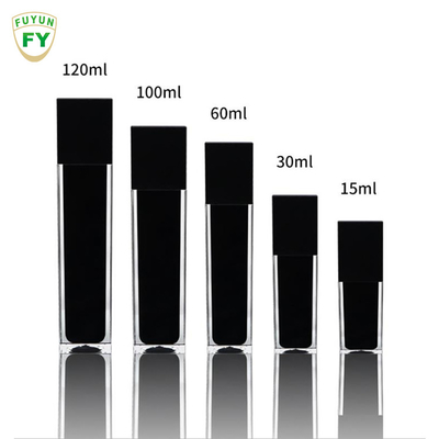 Fuyun 15ml/30ml/60ml/100ml/120ml/15g/30g/50g/100g Clear black color rectangle shape acrylic plastic double wall bottle