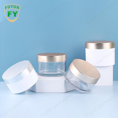 Fuyun 80ml 100ml 120ml white clear color thicken bottom wall pet plastic cream jar with colored cap