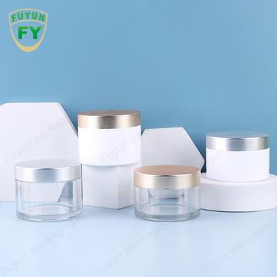 Fuyun 80ml 100ml 120ml white clear color thicken bottom wall pet plastic cream jar with colored cap