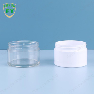 Fuyun 80ml 100ml 120ml white clear color thicken bottom wall pet plastic cream jar with colored cap