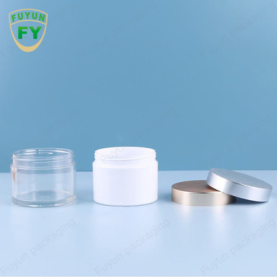 Fuyun 80ml 100ml 120ml white clear color thicken bottom wall pet plastic cream jar with colored cap