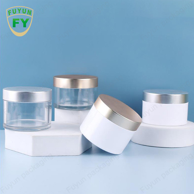 Fuyun 80ml 100ml 120ml white clear color thicken bottom wall pet plastic cream jar with colored cap