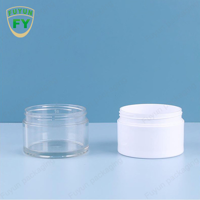 Fuyun 80ml 100ml 120ml white clear color thicken bottom wall pet plastic cream jar with colored cap