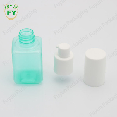 Fuyun 60ml PET plastic square green color skincare cosmetic lotion pump bottle