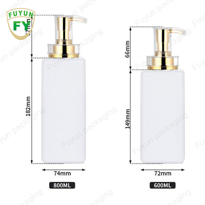 Fuyun 300ml 400ml 500ml 600ml 800ml white color clear square lotion shampoo bottle with gold pump