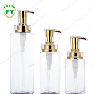 Fuyun 300ml 400ml 500ml 600ml 800ml white color clear square lotion shampoo bottle with gold pump