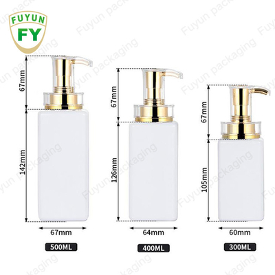 Fuyun 300ml 400ml 500ml 600ml 800ml white color clear square lotion shampoo bottle with gold pump