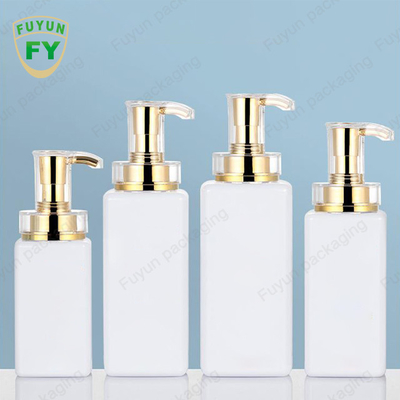 Fuyun 300ml 400ml 500ml 600ml 800ml white color clear square lotion shampoo bottle with gold pump