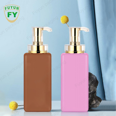 Fuyun 300ml 400ml 500ml 600ml 800ml white color clear square lotion shampoo bottle with gold pump