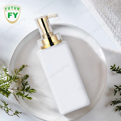 Fuyun 300ml 400ml 500ml 600ml 800ml white color clear square lotion shampoo bottle with gold pump